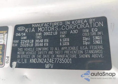 2014 Kia Soul from USA, damaged, VIN KNDJN2A24E7735001